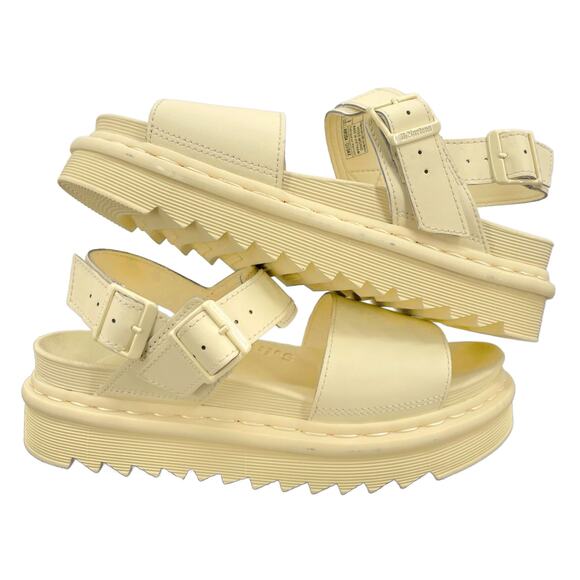 Dr. Martens Voss Mono Sandals Toile Cream Monochrome Pastel Yellow Soft Girl 9 - Picture 1 of 13